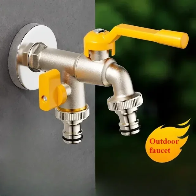ก๊อกน้ำทองเหลืองหลักสำหรับสวนกลางแจ้งก๊อกน้ำแบบมัลติฟังก์ชันป้องกันการแช่แข็งและทนความร้อนก๊อกน้ำออกหนึ่งในและสอง 1