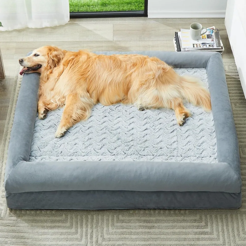 WNPETHOME Washable Dog Beds Large Sized Dog, XXXXL Dog Bed, Orthopedic Dog Sofa Bed with Removable & Waterproof Cover, Extra 1