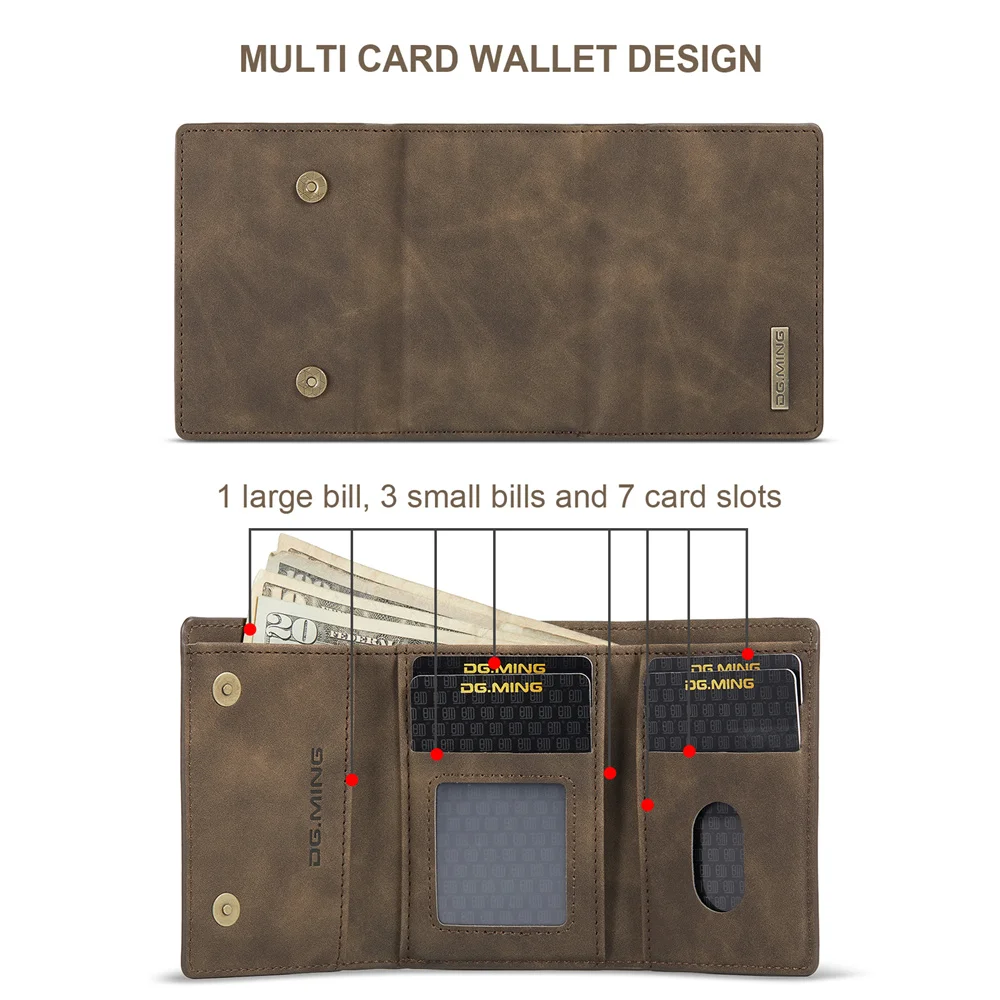 Luxury Detachable Magnetic Wallet Case - Premium Retro Leather Phone Bag by DG.MING