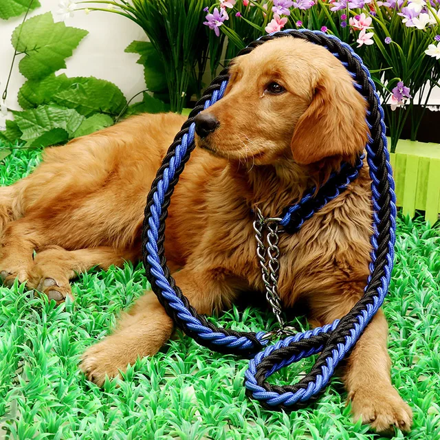 Double Strand Rope Large Dog Leashes Metal P Chain Buckle Contrast  Colorful Pet Traction Rope Collar Set Firm 1.2m Length 5