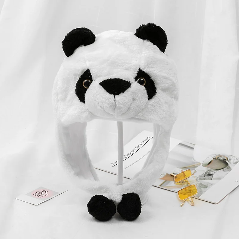 2023 New Plush Moving Ear Hat Cartoon Animal Panda Orecchie Divertenti Che Pizzicano L'Orecchio Per Spostare I Giocattoli Di Peluche Verticali Berrett