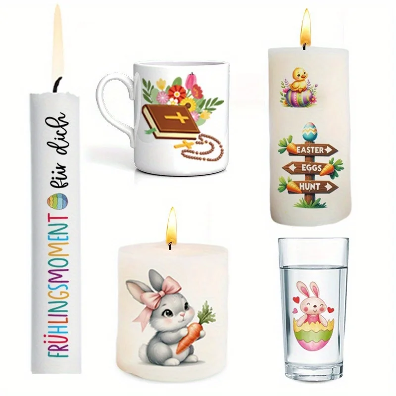 Easter Decorative Stickers for Candle Cup Gift