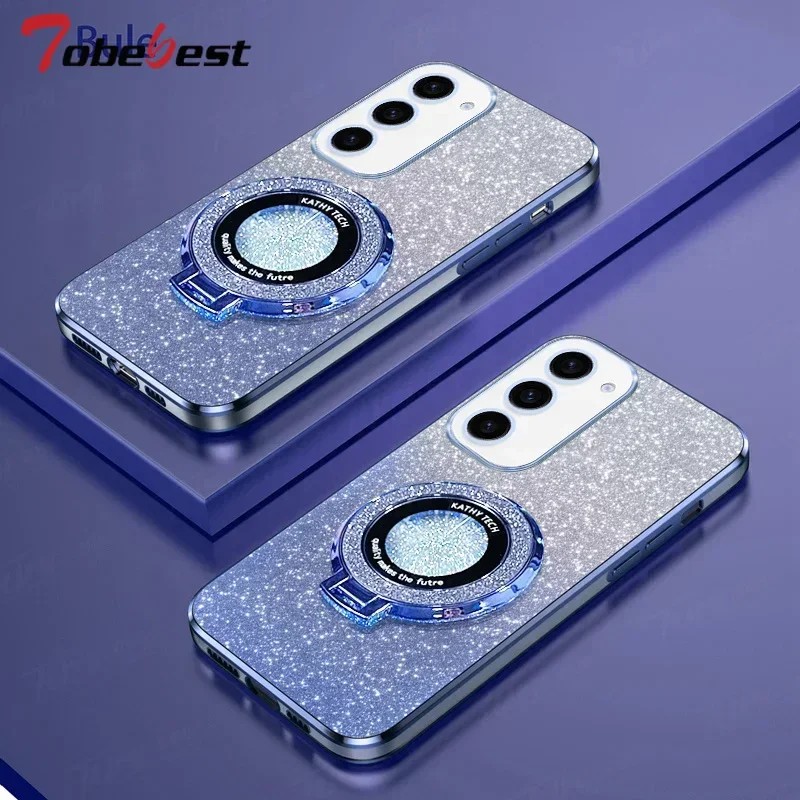 Glitter Plating Magnetic Phone Case with Silicone Cover