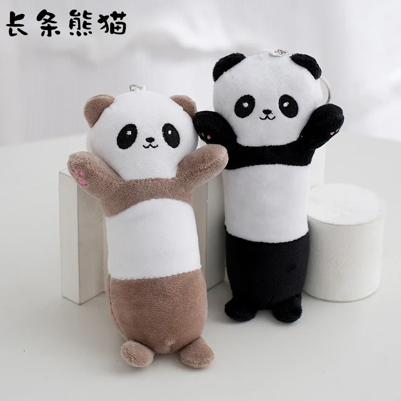 

100pcs Wholesale Free Shipping Long Panda Plush Toy Keychain Cute Bag Pendant Doll Ornaments Stuffed Gift Key Ring Pta339