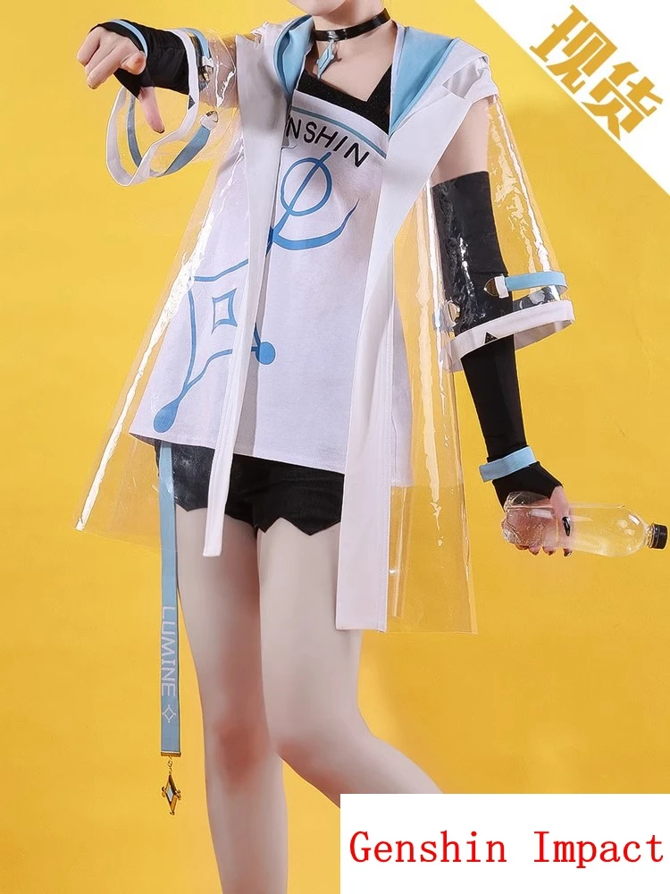 

The New Game Genshin Impact Anime Peripheral Lumine Fan Halloween Cosplay Women's Casual Fashion Traveler Clothes Set