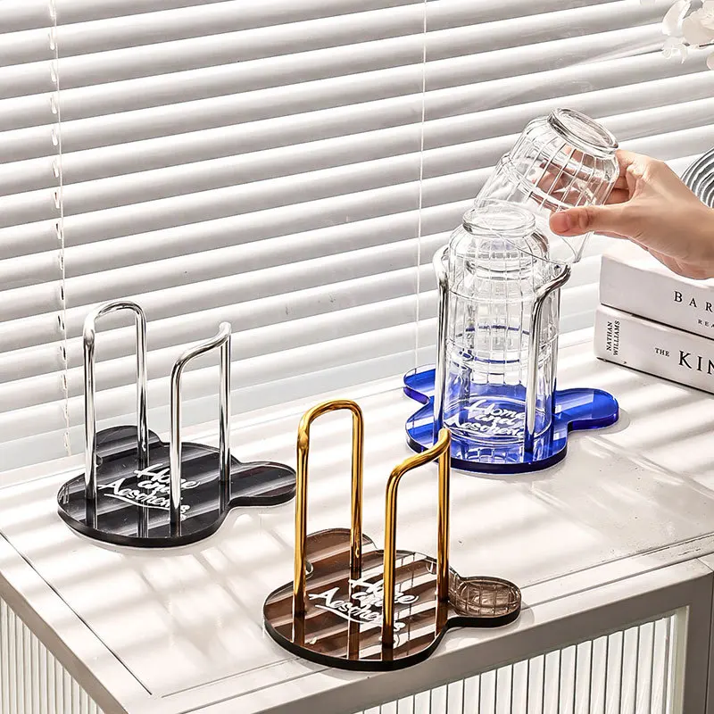 High-value trend cup holder Klein blue cup storage rack light luxury Nordic wind dust-proof cup holder rack_voghion.com