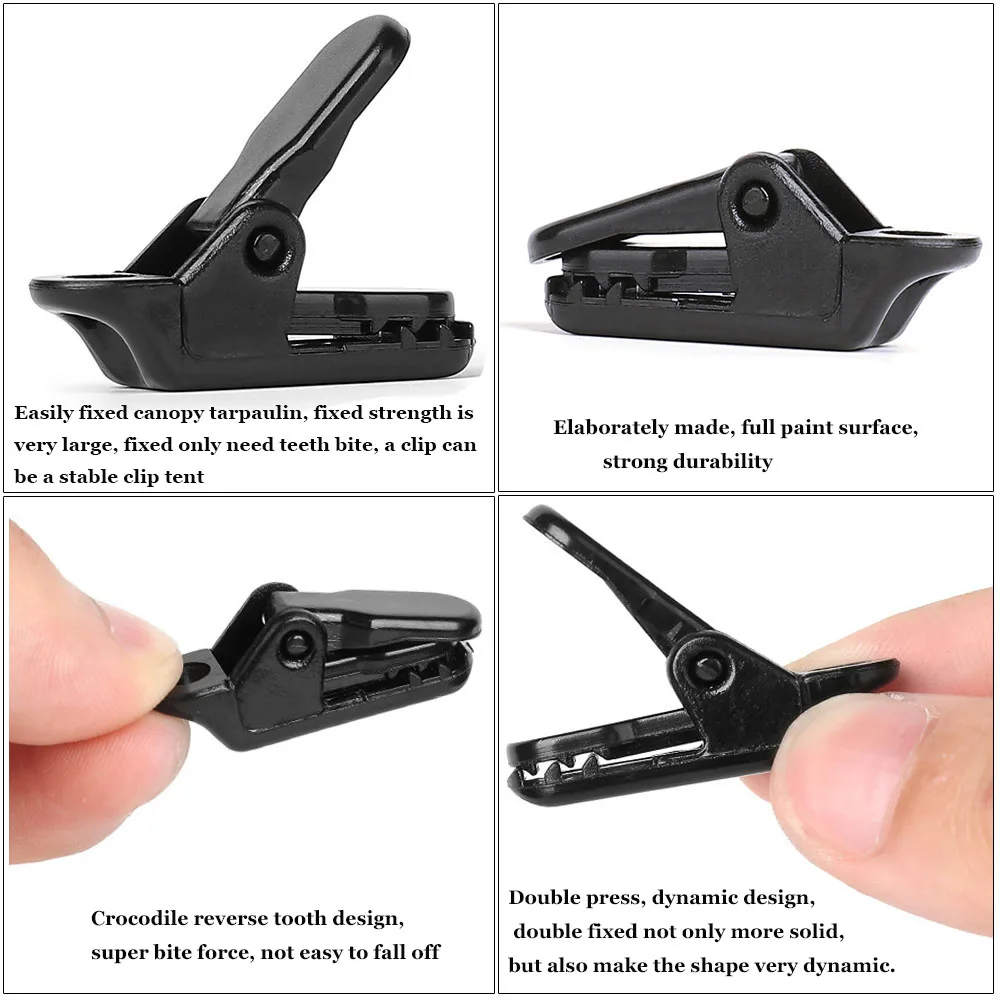 Outdoor Tent Tarp Clip Jaw Grip Camp Gripper Tarpaulin Trap Awning Anchor Canopy Clamp Caravan Snap Canvas Tighten Tool tent clips camping tent accessories camping tent fasteners plastic clips 10pcs