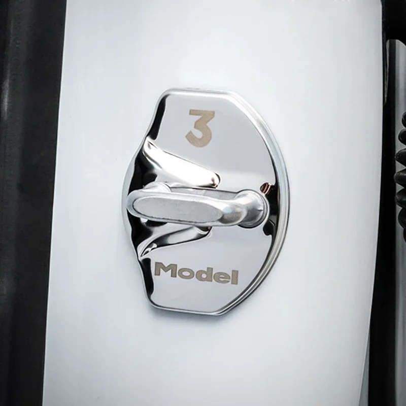 Car Door Lock Cover For Tesla Model 3 Y-Car Door Lock Buckle Trim Cover Protective Rust Sticker Accessories Model3