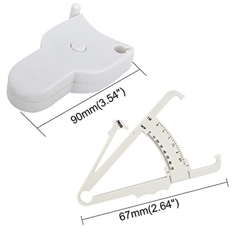 

1Set White PVC Body Fat Caliper Measure Tape Tester Fitness For Lose Weight For Body Building Portable Fitness Equipmnet