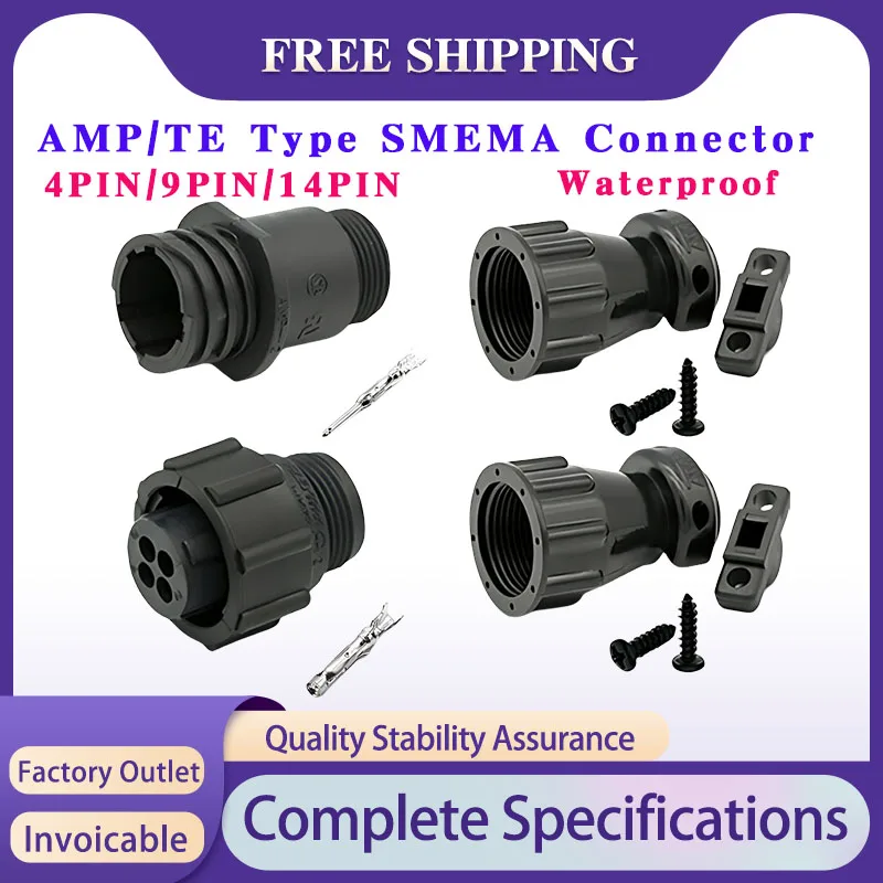 

1/5/20/50 Sets AMP/TE 4/9/14 PIN SMEMA Connector Male Female Plug Socket With Tail Clamp Terminals 183037-1 182645-1 182655-1
