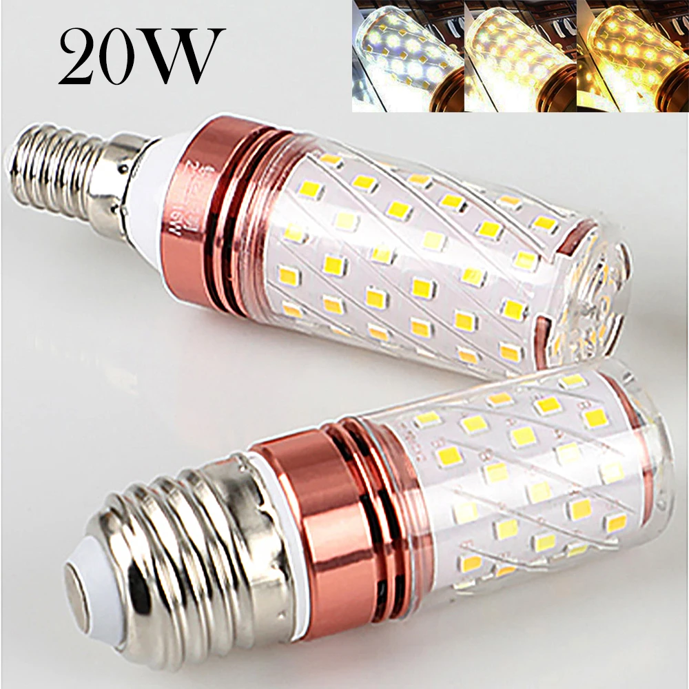 밝기 E27 E14 LED 콘 전구 조명 램프 20W 2835 SMD 램프 110V 220V 홈 데코 할로겐 램프 대체 삼색 화이트