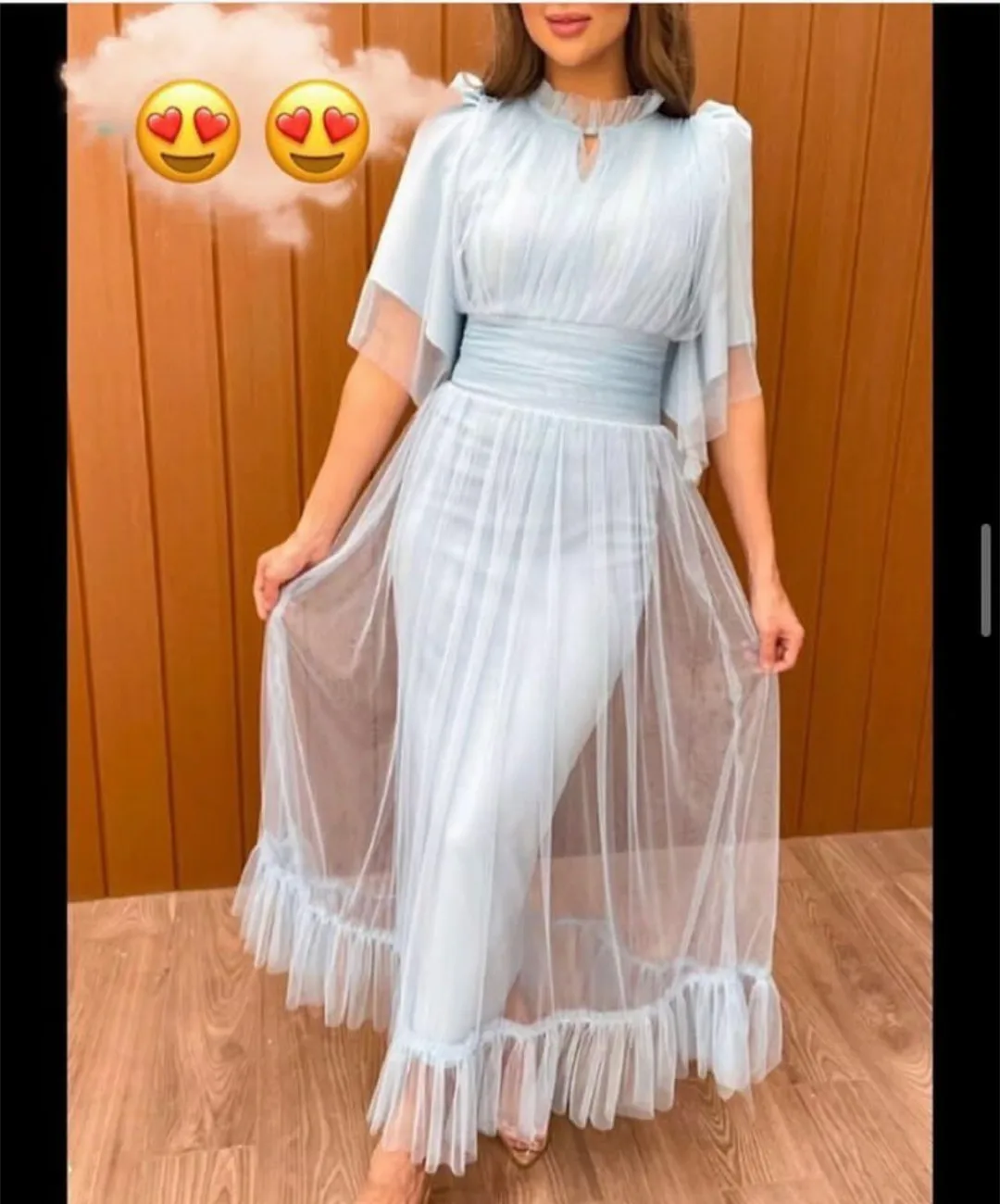 

Long Light Blue Tulle Evening Dresses With Sleeves Sheath Prom Gowns Robes de soirée Floor Length Party Dresses Вечерние платья