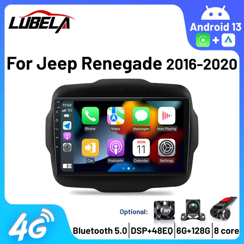 

2 Din Android 13 autoradio lettore Video multimediale per Jeep Renegade 2016 - 2020 navigazione Stereo GPS 4G Carplay Auto DVD