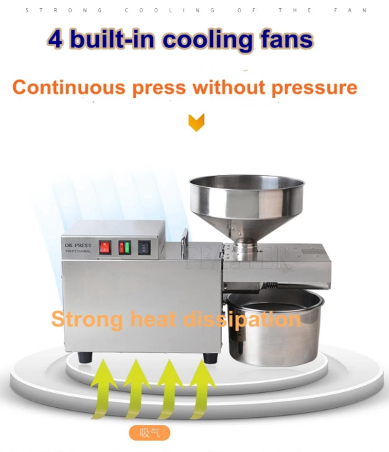 Automatic Oil Extractor Intelligent Temperature Controlled Stainless Steel Oil Press Machine For Cold/Hot Squeeze Heating 5