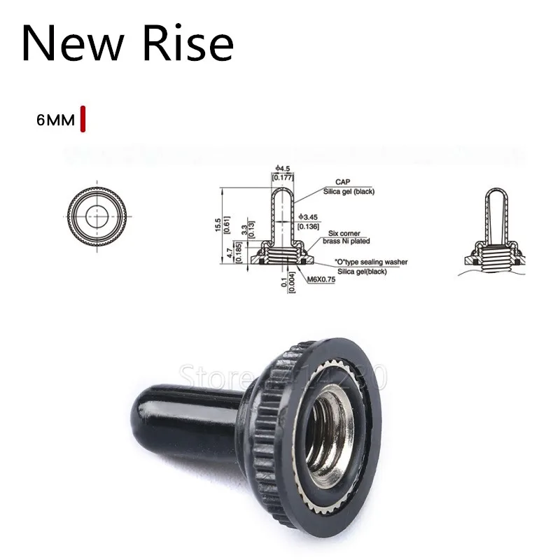 6mm Toggle Switch Waterproof Glue Cap Dust Cap For MTS Mini Toggles 10Pcs toggle switch rubber cap