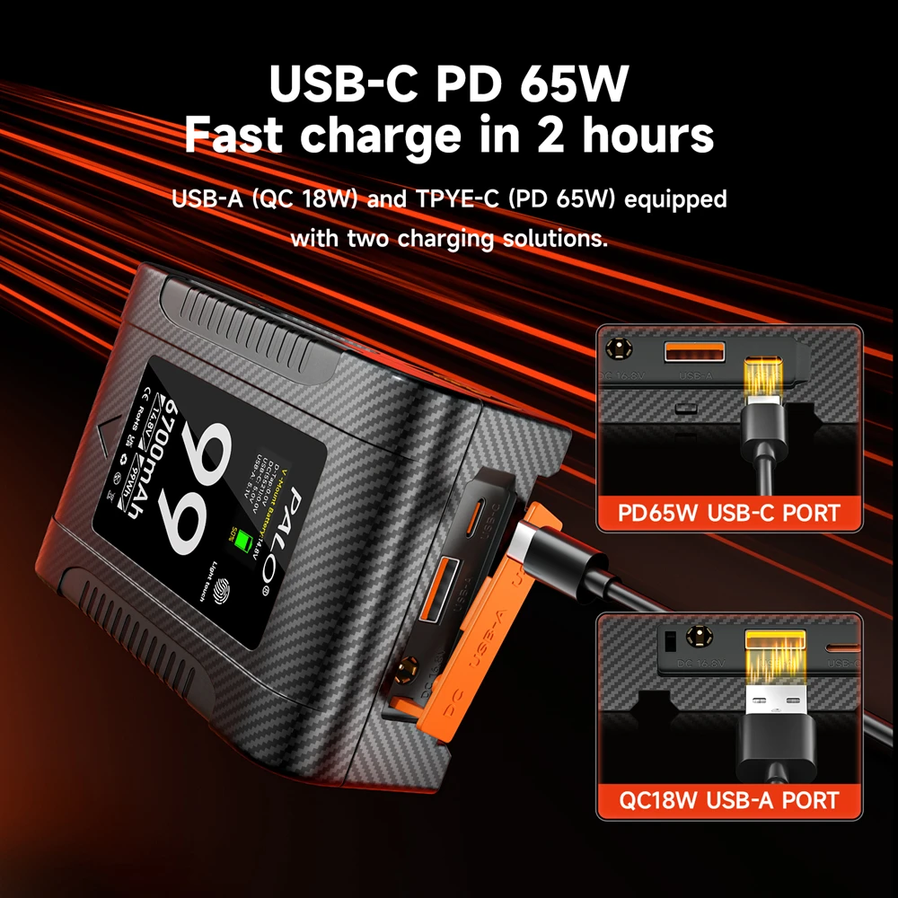Camera Battery Mini V Mount V-Lock BP-99 BP199 PD 60W Fast Charging For SONY Camcorder Broadcast Video Light Monitor