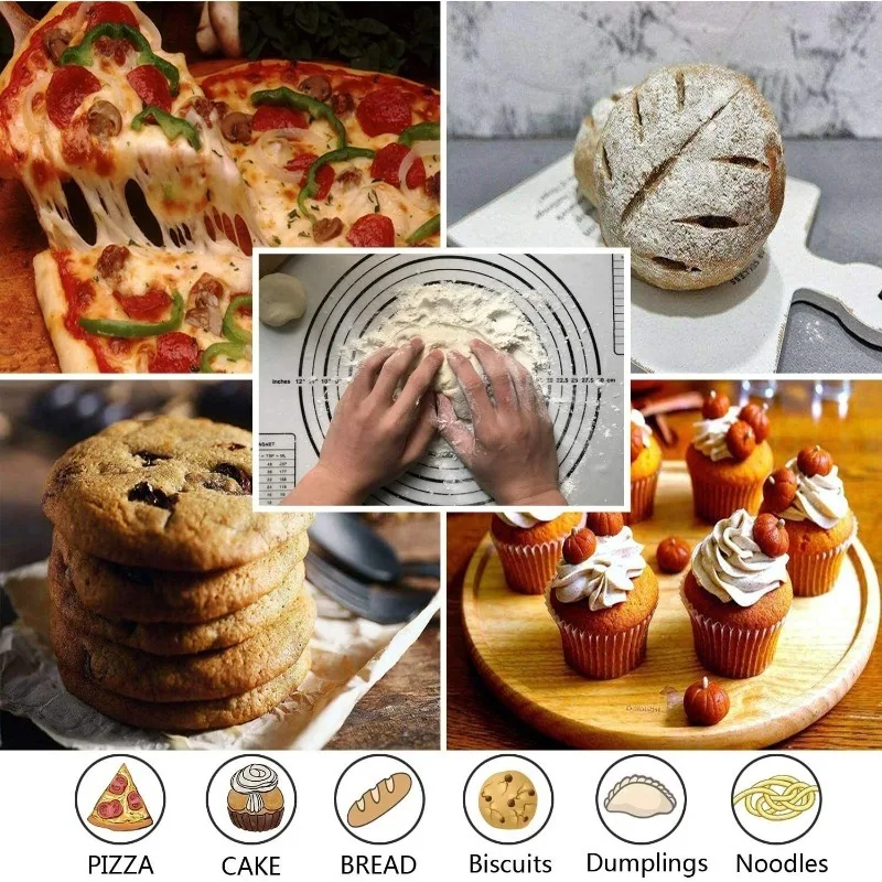 Non-Stick Silicone Baking Mat for Dough Kneading, Rolling Pastry Multipurpose Kitchen Counter Protector and Oven Safe Liner
