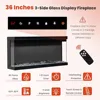 3-Sided Farmhouse Fireplace TV Stand for TVs Up To 80'', 70'' Large TVs Stands with 36'' Electric Fireplace, TV Stand 3