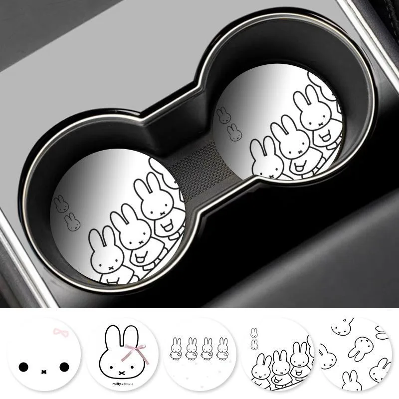 Miffy Rabbit Print Cute Coaster - Exquisite, Fashionable, Non-Slip Car Decoration