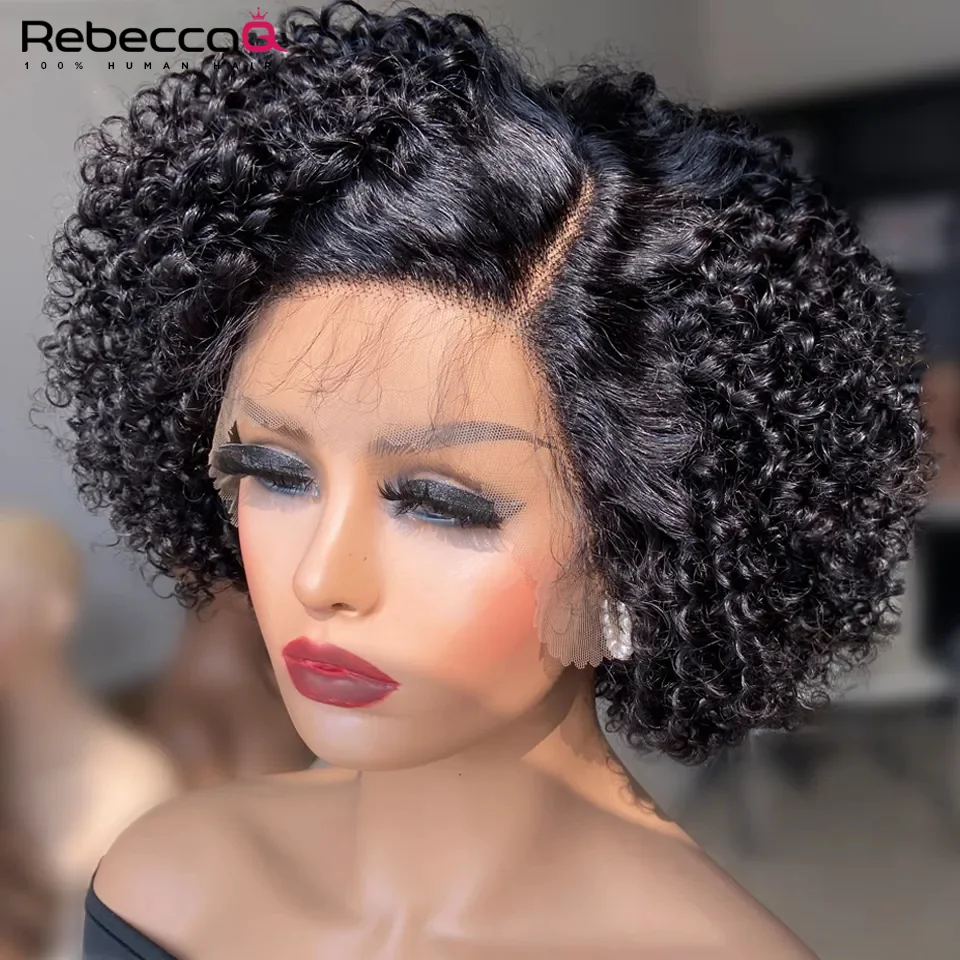 Short Pixie Curly Bob Lace Front Wig Deep Wave Human Hair Wig With Baby Hair Natural Curly Bob Wig Glueless Lace Wigs For Women