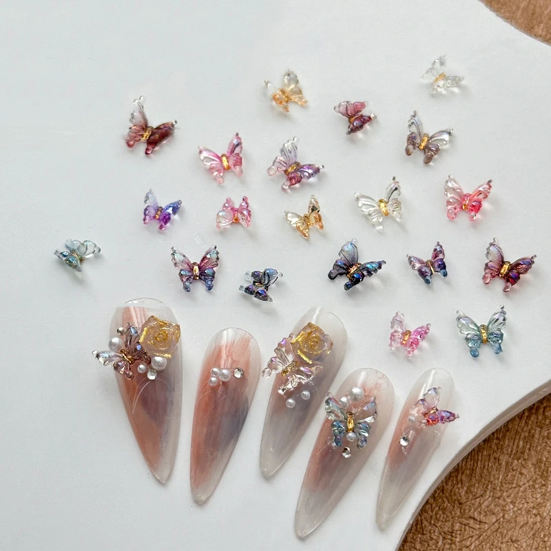 30Pc 3D Fee Schmetterling Nail art Charme Luxus Kristall Klar Diamant Perle Schmetterling Nagel Ornament DIY Exquisite Nagel Zubehör – Detail 2