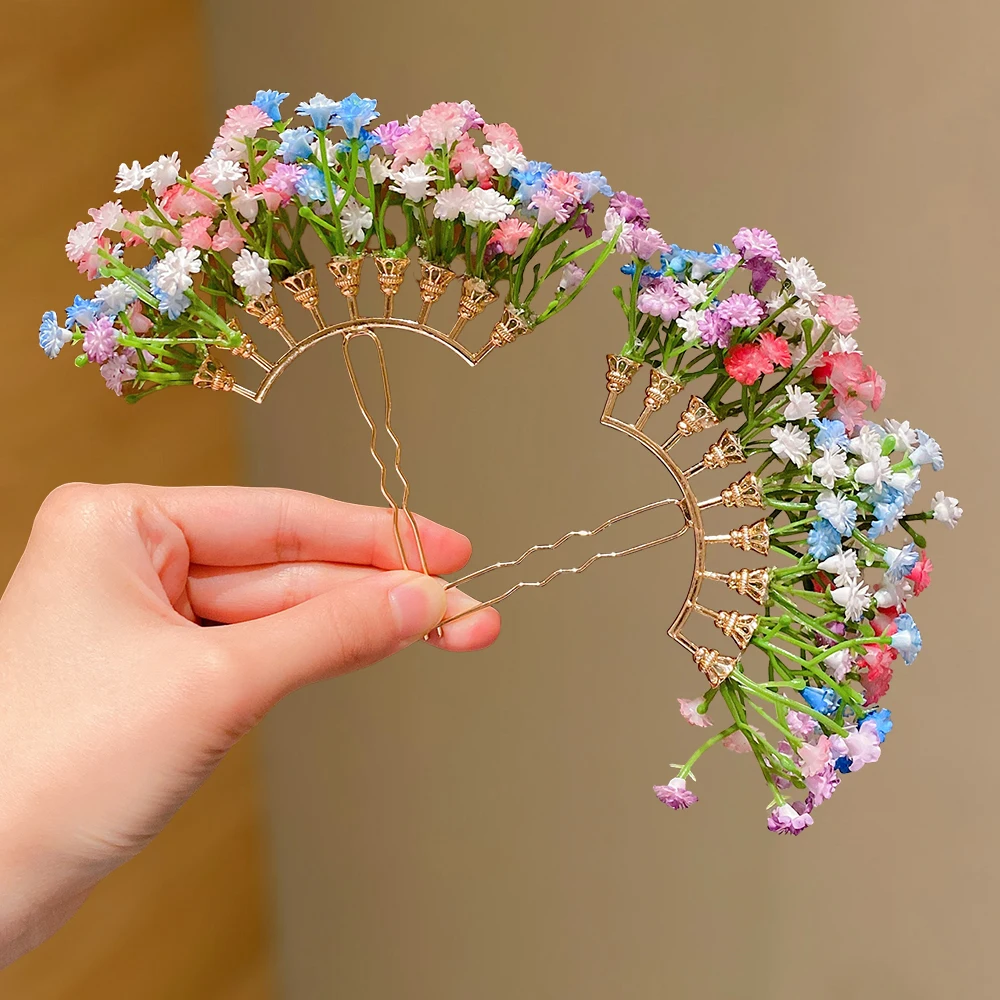 1피스 꽃 머리빗: 보헤미안 스타일, 헤어스타일 고정, 봄/웨딩/사진 촬영 액세서리 및 선물