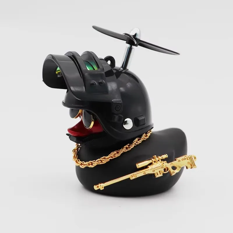 귀여운 고무 오리 장난감 자동차 장식품 노란색 오리 자동차 대시 보드 장식 프로펠러 헬멧 자동차 액세서리와 자전거 가제트