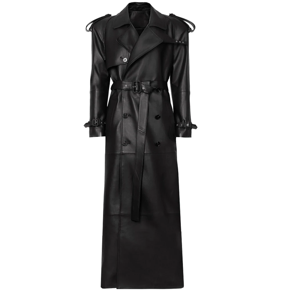 YOLOAgain 2025 automne 150 cm longueur longue en cuir véritable Trench manteau femmes de haute qualité en cuir véritable veste femme Streetwear