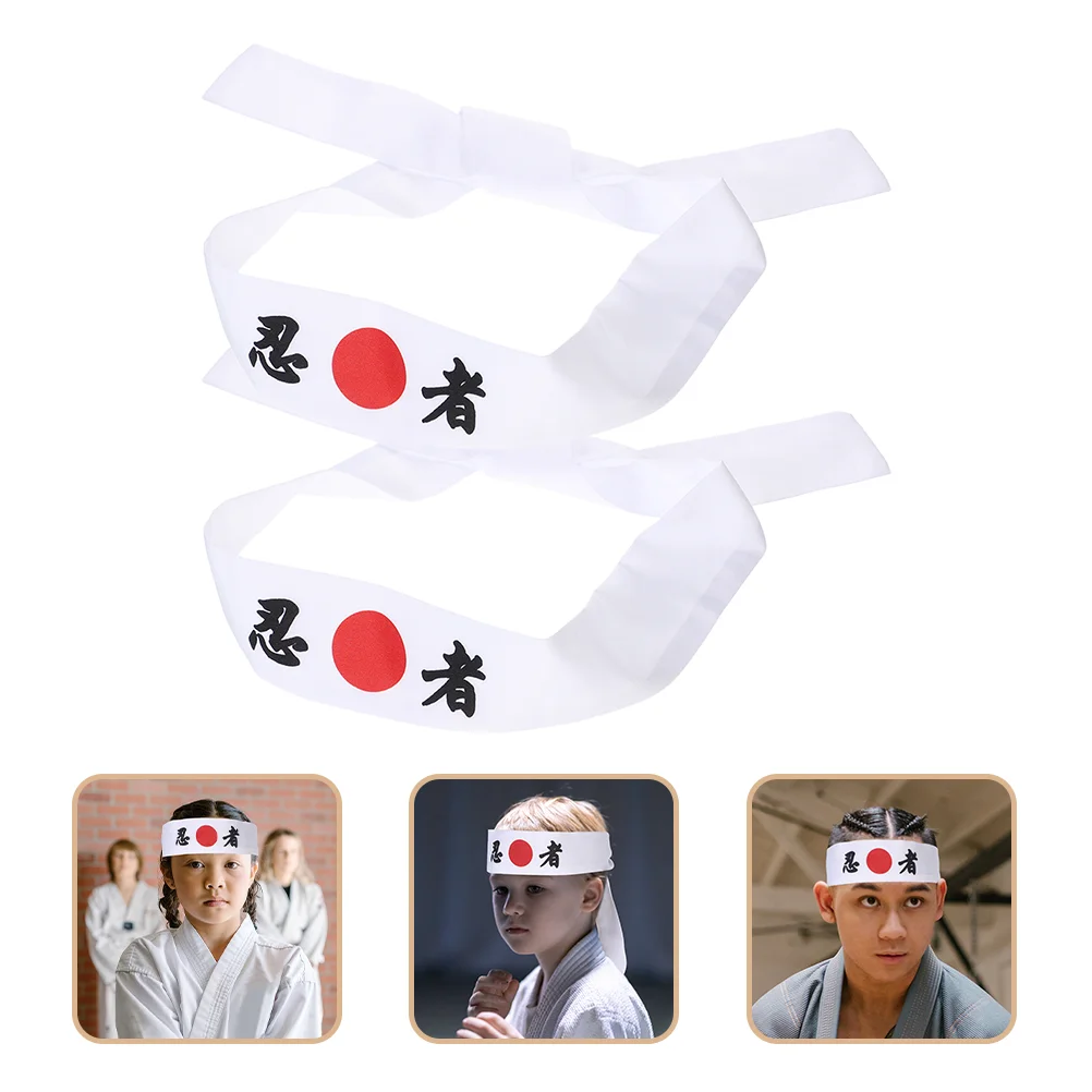 

2 Pcs Ninja Print Headband Hairband Breathable Japanese Sports Reusable Cotton Chef Accessory Man Decorative Karate Portable