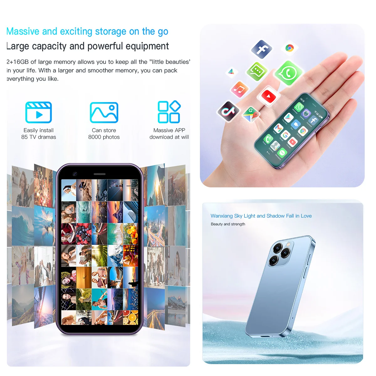 SOYES XS15 Pink Mini Smartphone Android 8.1 For Girls 3.0 Inch Display Android 8.1 2GB RAM 16GB ROM Dual SIM Standby Play Store 2