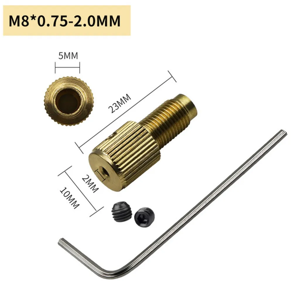 Self-Tightening Mini Brass Drill Clamp Chuck Connecting Rod M8-2/2.3/3.17/5mm Brass Shaft Core With Wrench Screw pinch perfect tumblers clamp nonslip and strong hold wrapping clamp accessory with wing nut tightening mechanism avoid paper
