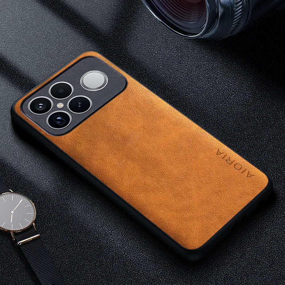 Premium Luxury Leather Retro Business Style Solid Color Phone Case