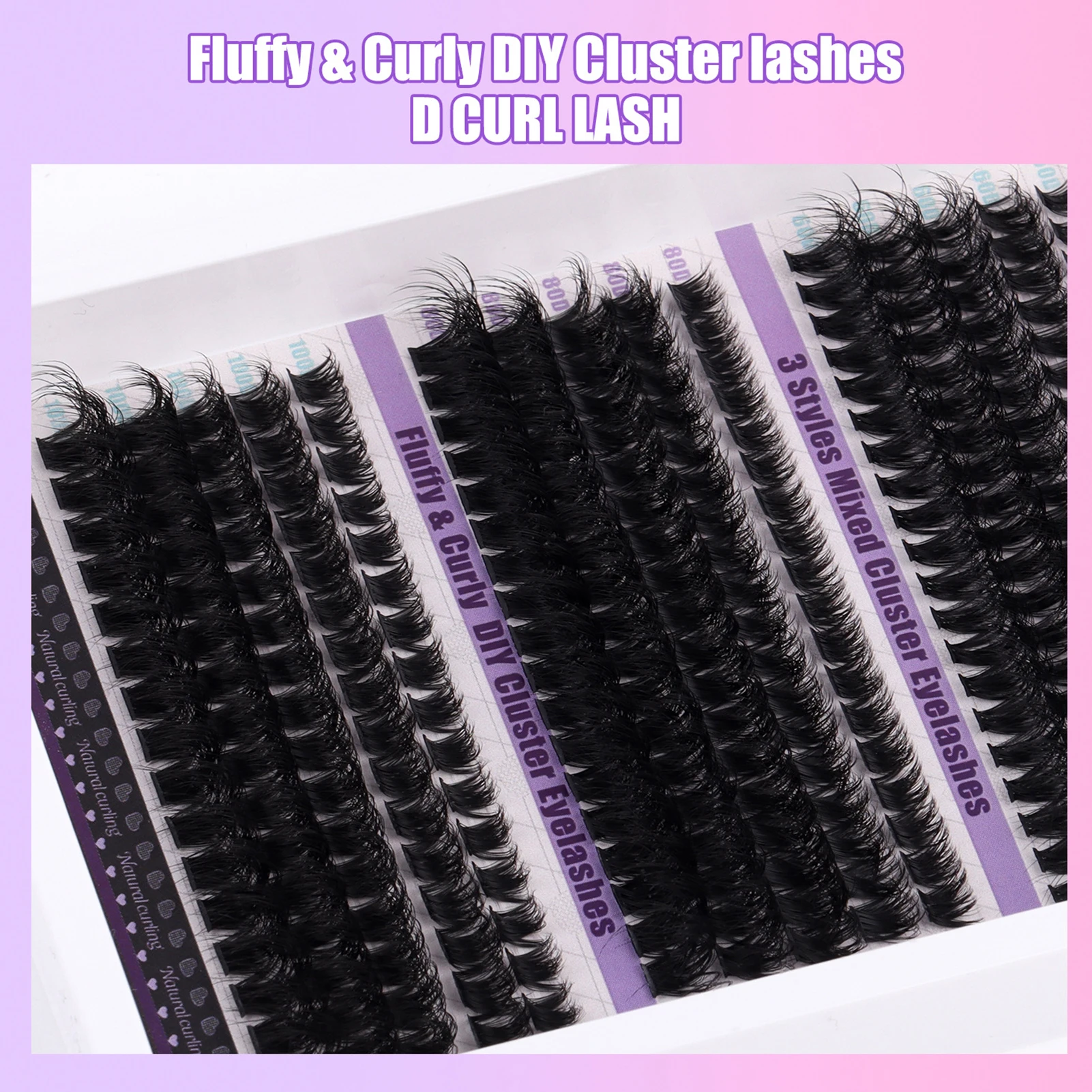 270pcs Individual clusters lashes Fluffy volume False Eyelashes bond and seal Glue kit 60D 80D 100D natural Eyelash extensions fake eyelashes lash extension kit eyelash set lash glue