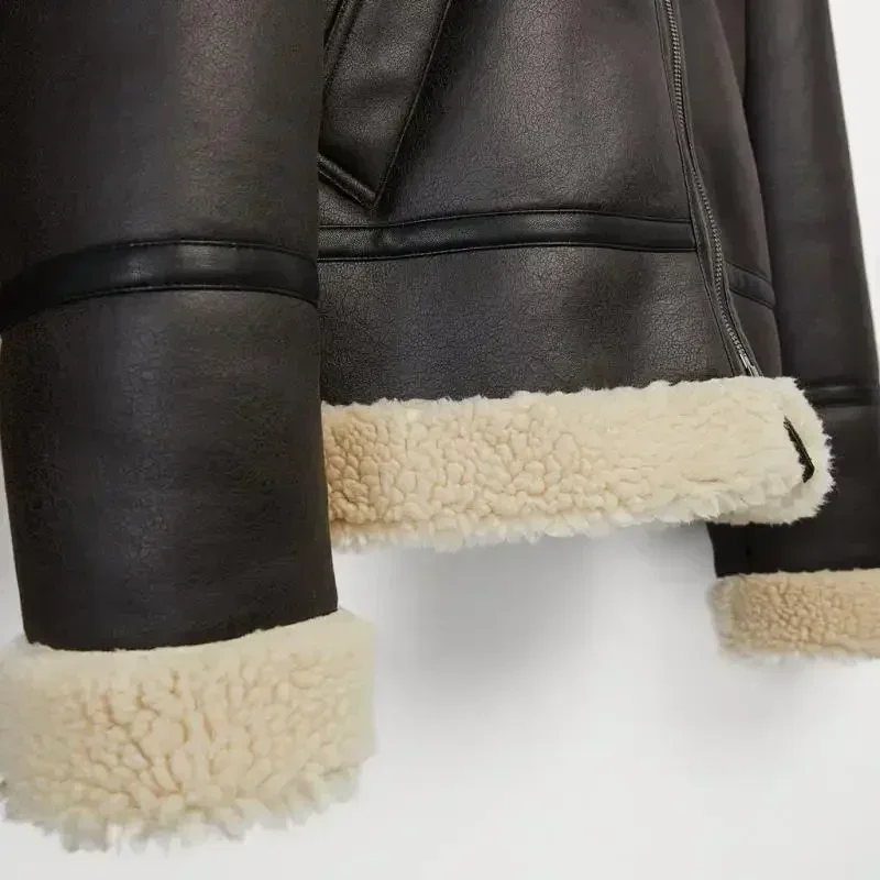 Winter Warm Lapel Suede Lambskin Jacket 2024 New Retro Fur One Zipper Jacket For Men палто мужская - Image 5