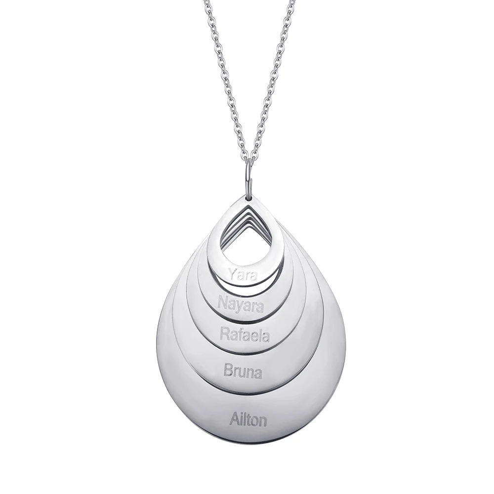 

Personalized Necklace Custom Name Pendant Stainless Steel Jewelry Necklaces for Women Mens Water Drop Chains Birthday Gift