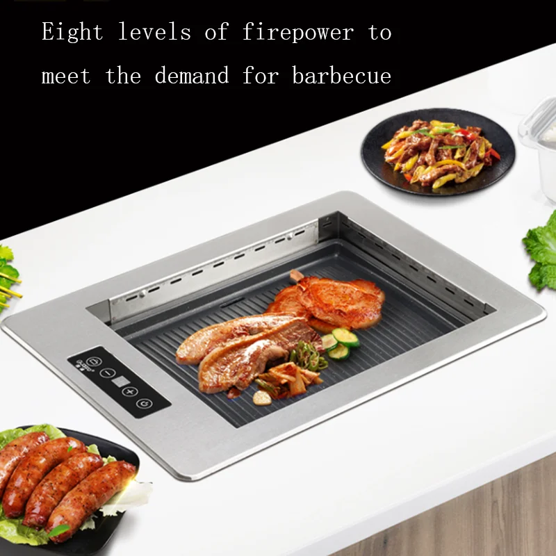 

Restaurant Grill Electric Commercial Smokeless Barbecue Grill Pan Embedded Korean Grill Smokeless BBQ Touch plancha cocina