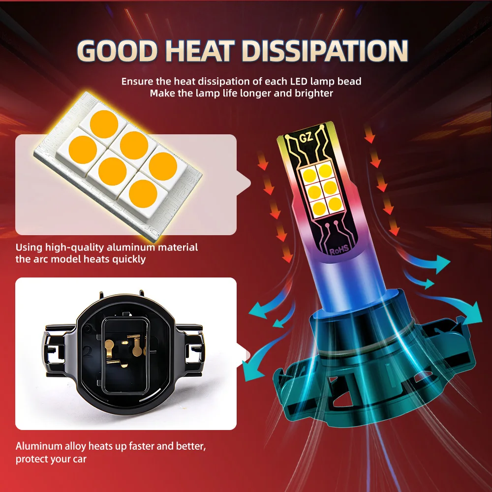 2Pcs 자동 DRL 램프 3000K 노란색 자동차 안개등 전구 5201 5202 H16(EU) 미니 쿠퍼 F55 F56 고성능 360도 주간 조명