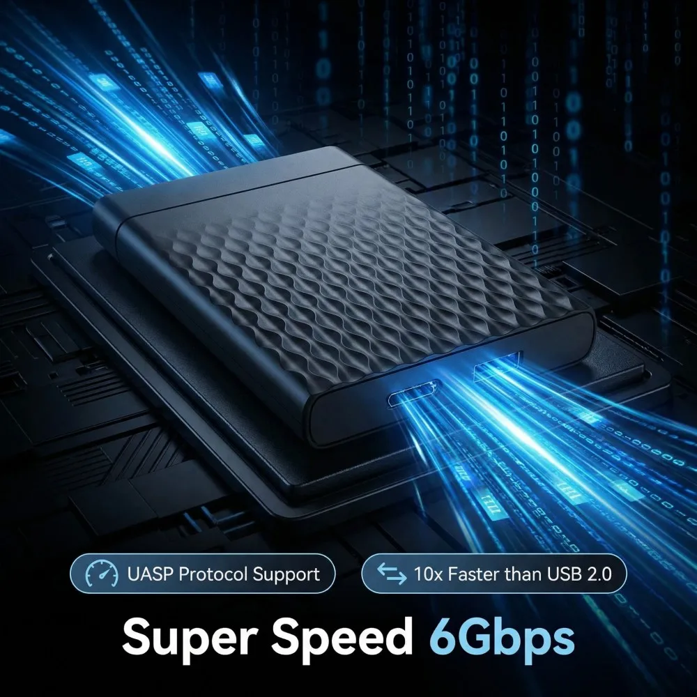 티쉬릭 2.5인치 SSD HDD 인클로저 SATA-USB 3.0 모바일 외장 하드 드라이브 케이스 6Gbps 속도 SATA SSD HDD 스토리지 하드 디스크 박스