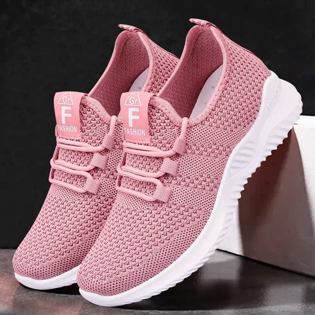 Zapatillas de deporte informales para mujer, zapatos planos transpirables, cómodos, suaves, versátiles, con cordones, a la moda, para correr, Verano