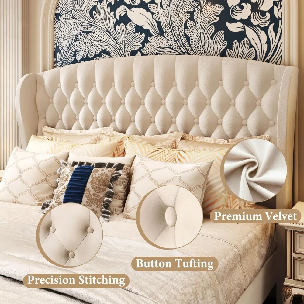 Velvet Sleigh Queen Bed 3