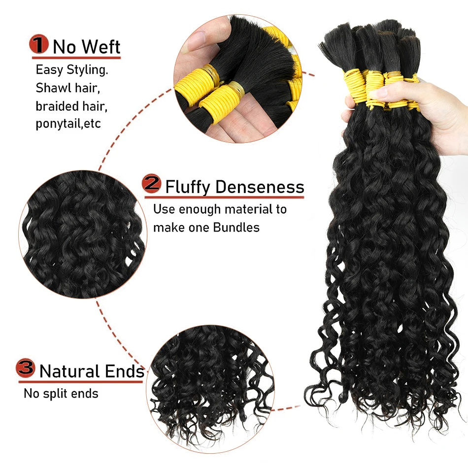Bulk Hair Extensions Human Hair Natural Black No Weft Human For Braiding Real Remy Bundles For Women 10-28Inch