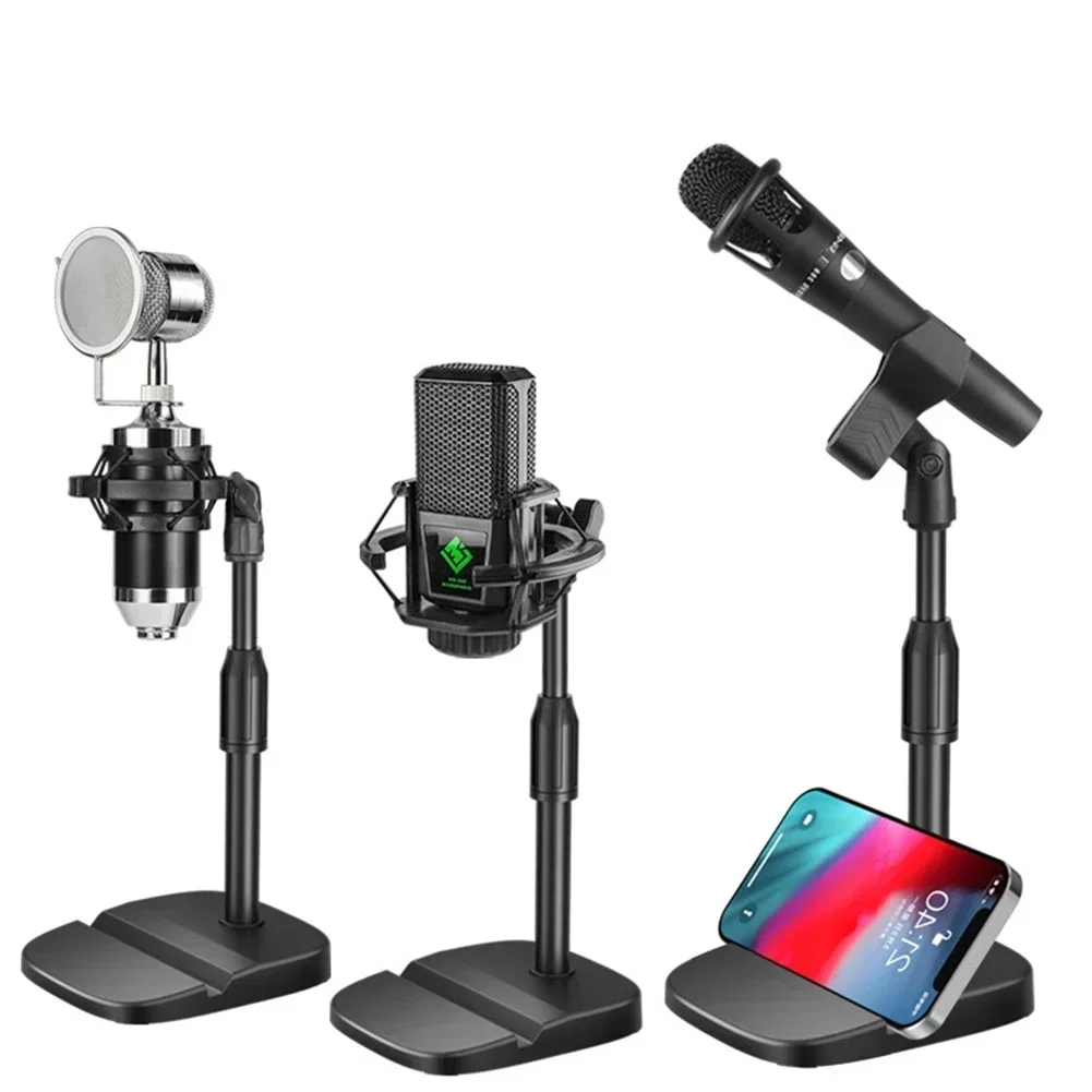 Microphone stand desktop tripod adjustable mic clip holder