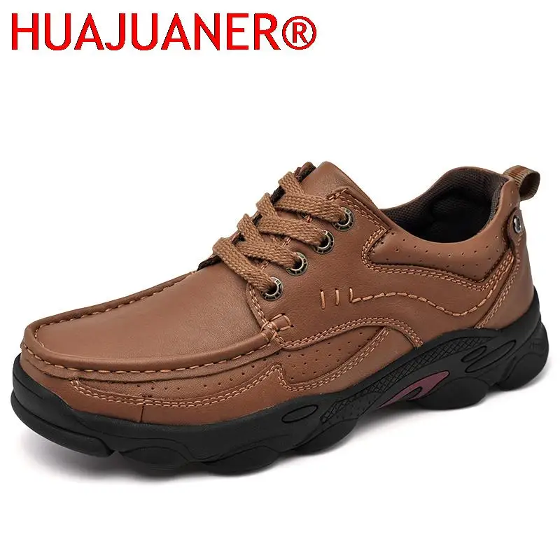 

High Quality Men's Genuine Leather Shoes Comfortable Luxury Man Casual Shoes Outdoor Tooling Cow Leather Sneakers Big Size 38-48