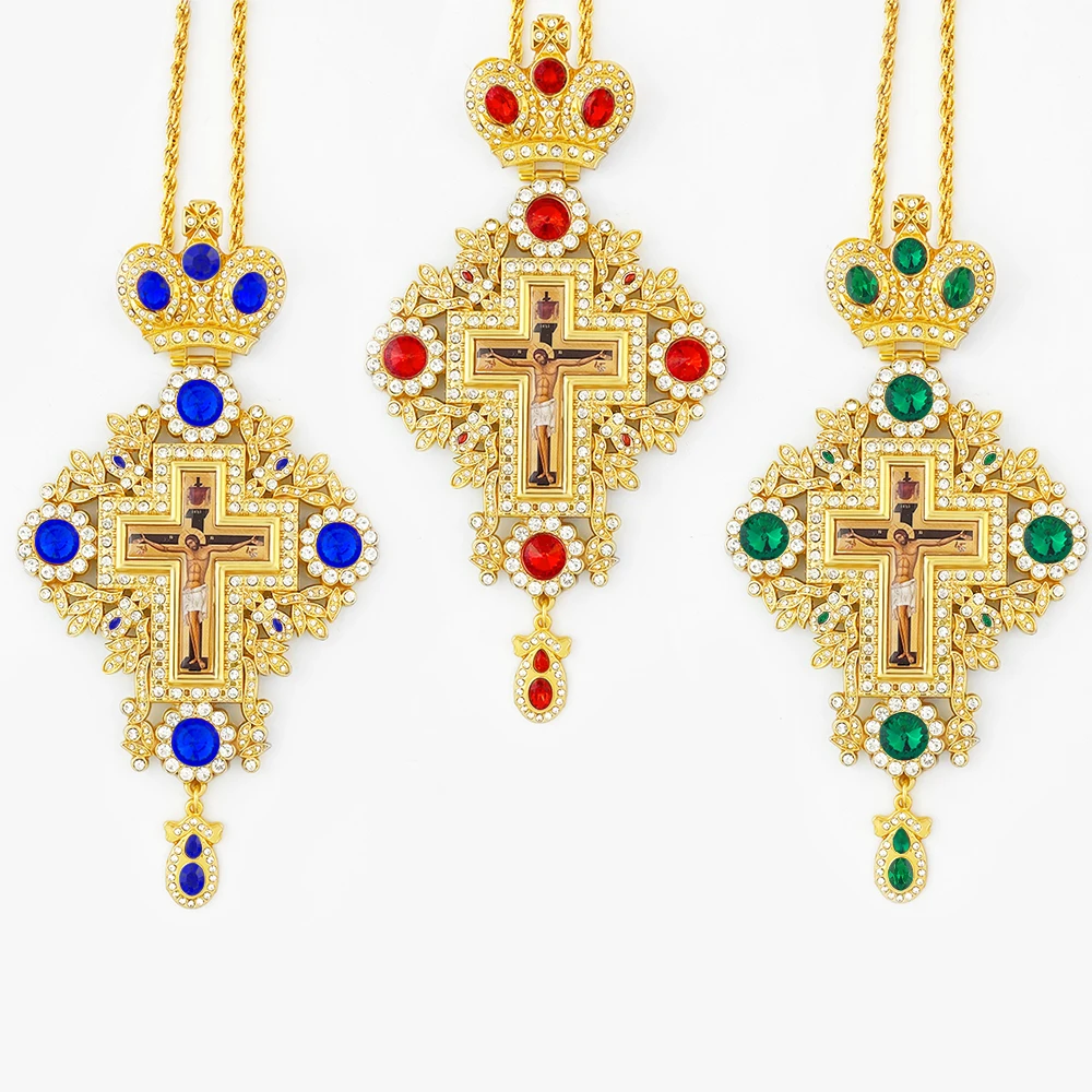 HTISOK Orthodox Cross Pendant Jesus Cross Pendant Priest Chest Ritual Supplies Orthodox