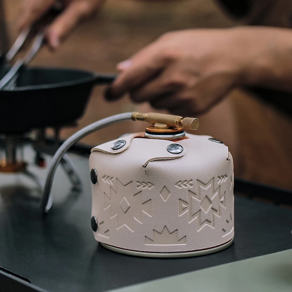Leather Gas Canister Protective Cover Durable Gas Cylinder Tank Cover Bag Gas Tank Protector Hiking Travel Kit Outdoor Supplies