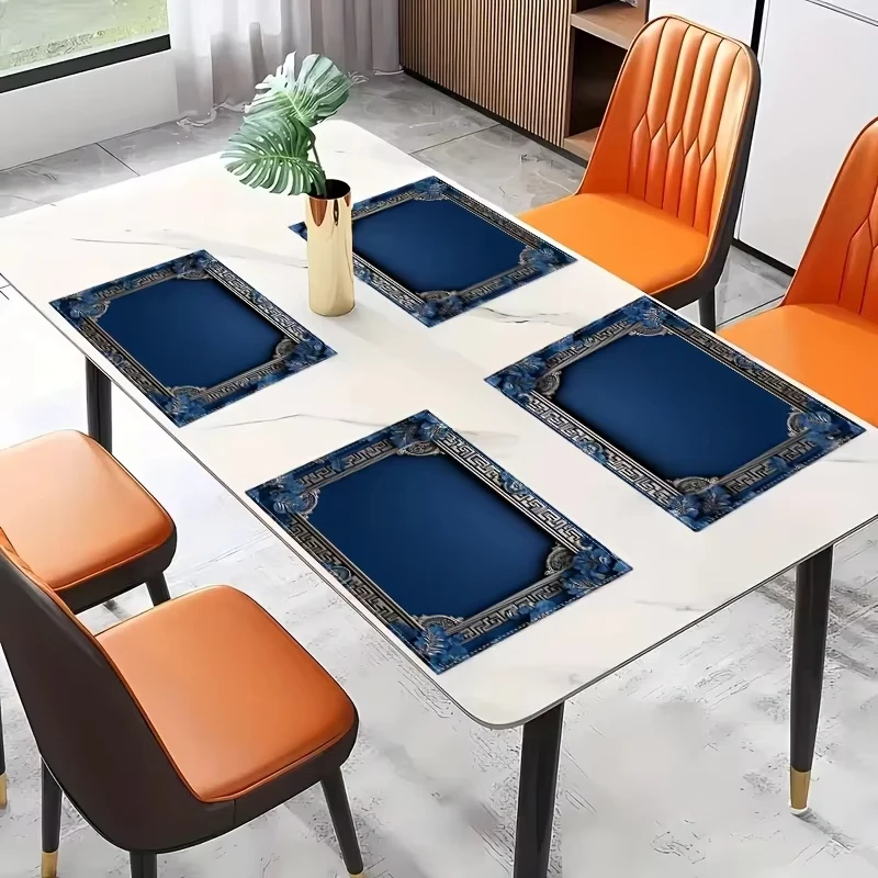 VIKAMA 4 قطع من المفارش الفاخرة ذات الضوء الأزرق ا...