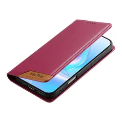 Premium PU Leather Wallet Phone Case with Card Holder & Magnetic Kickstand - Business Splicing Design - Sony Xperia 1 V (Red)