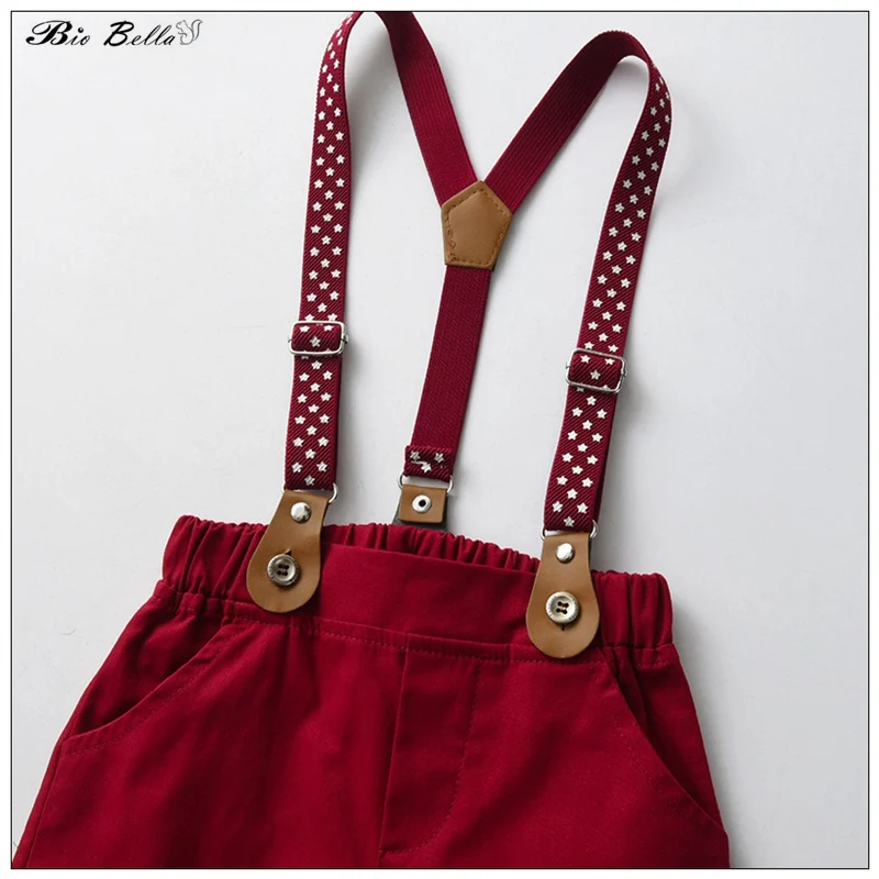 Kids Clothes Kids Summer Clothes Suit Formal Gentlemen 1-4 Year Outfits Short-Sleeve TShirt + Pants Belt Wedding Birthday Children Costume