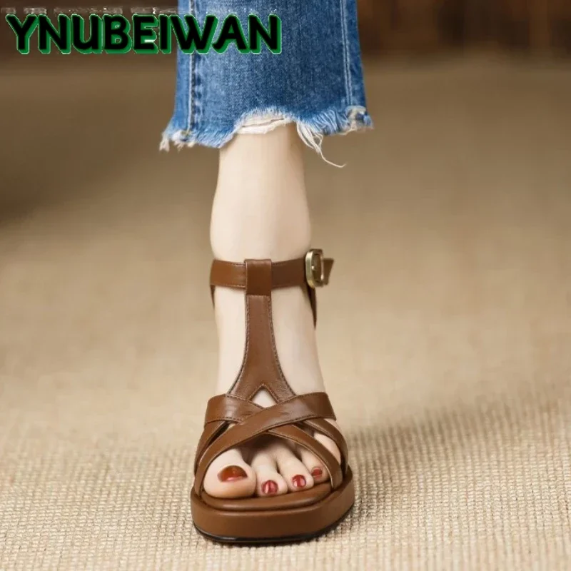 Women Sandals Open Toe High Heels Chunky Leather Summer Platform Slingback Dress Pumps Zapatillas women slingback sandals women high heels shoes women dress shoes
