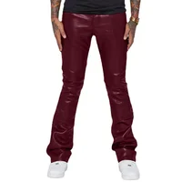 New Men Small Elastic Imitation Leather Pants Fashion Home High Street Bar KTV Casual Trousers